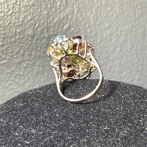 Elegant Multi-Color Sterling Silver Gemstone Ring Size 6 - Picture 7 of 10